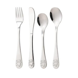 set 4 cubiertos infantiles bebé inox