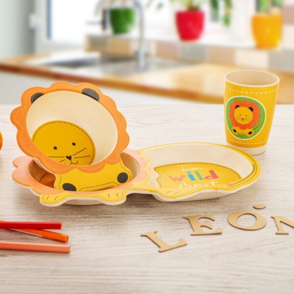 vajilla bambú infantil león