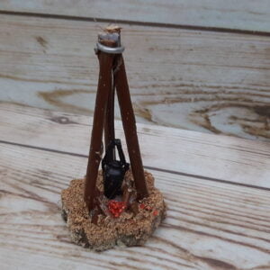 fuego con olla pesebre